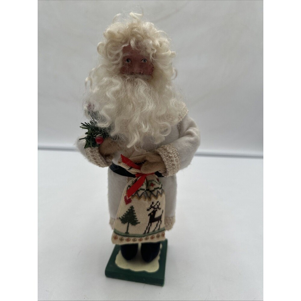Vintage Santa Claus House Of Hatten 11” Holding Bag White Coat Straw Backpack